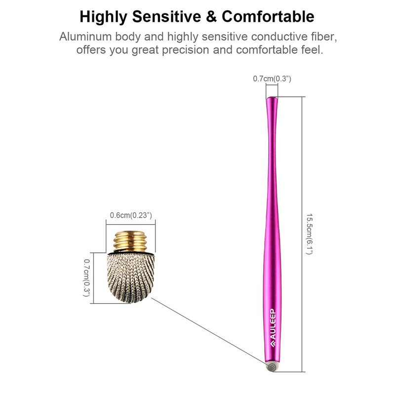 AULEEP Capacitive Stylus Pens for Touch Screen with 4 Pack 6 Nanofiber Tips Compatible for Phones, Tablets, iPads, Kindles (Silver Balck Rose Blue) - Image 4